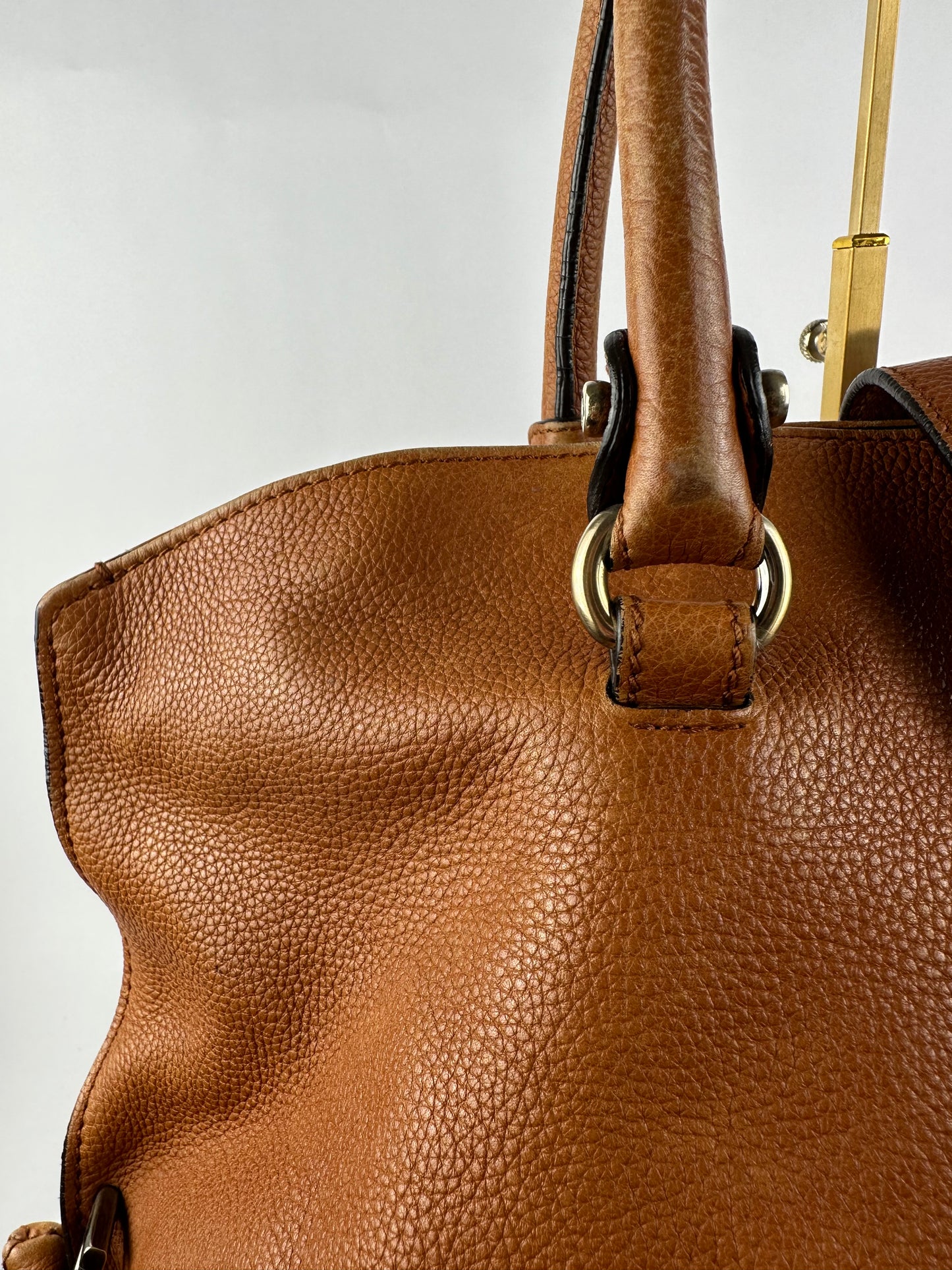 Vintage Salvatore Ferragamo Pumpkin Grained Leather Cabas