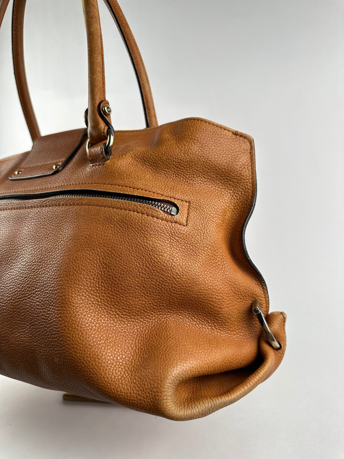 Vintage Salvatore Ferragamo Pumpkin Grained Leather Cabas