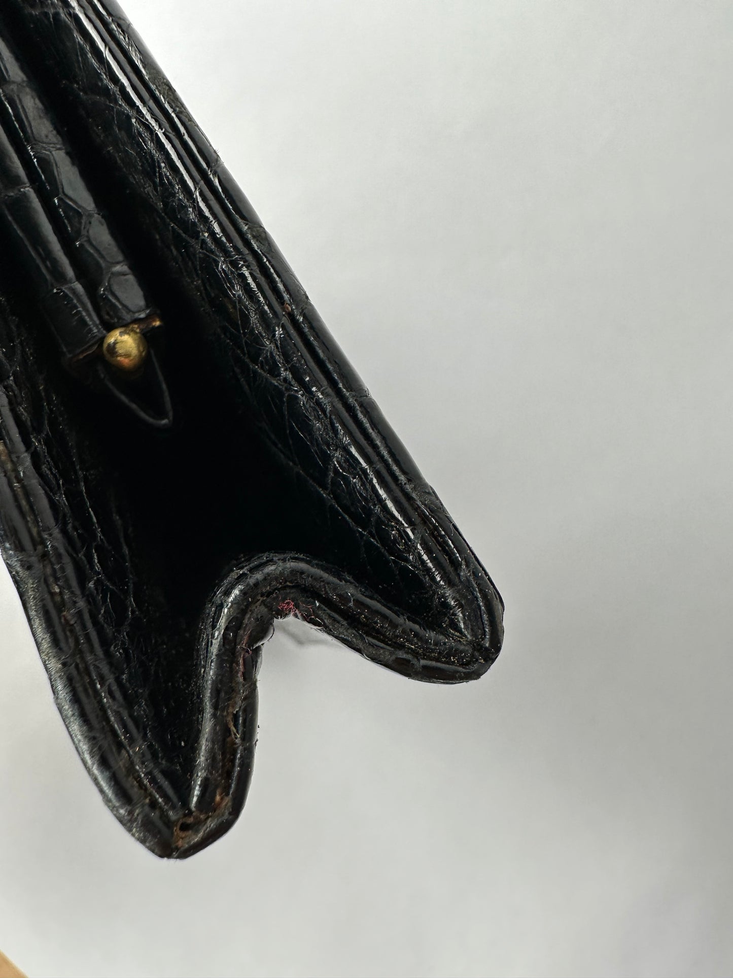 ANONYMOUS black exotic leather clutch bag with gold-plated metal clasp