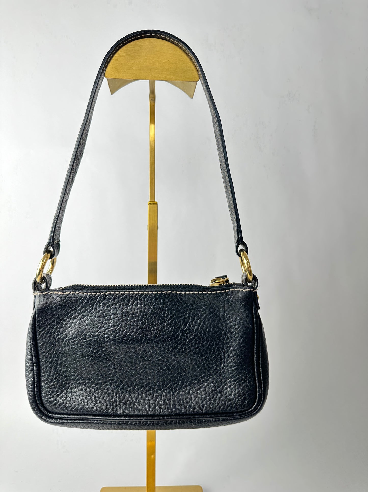DOLCE & GABBANA small black shoulder bag with white stitching