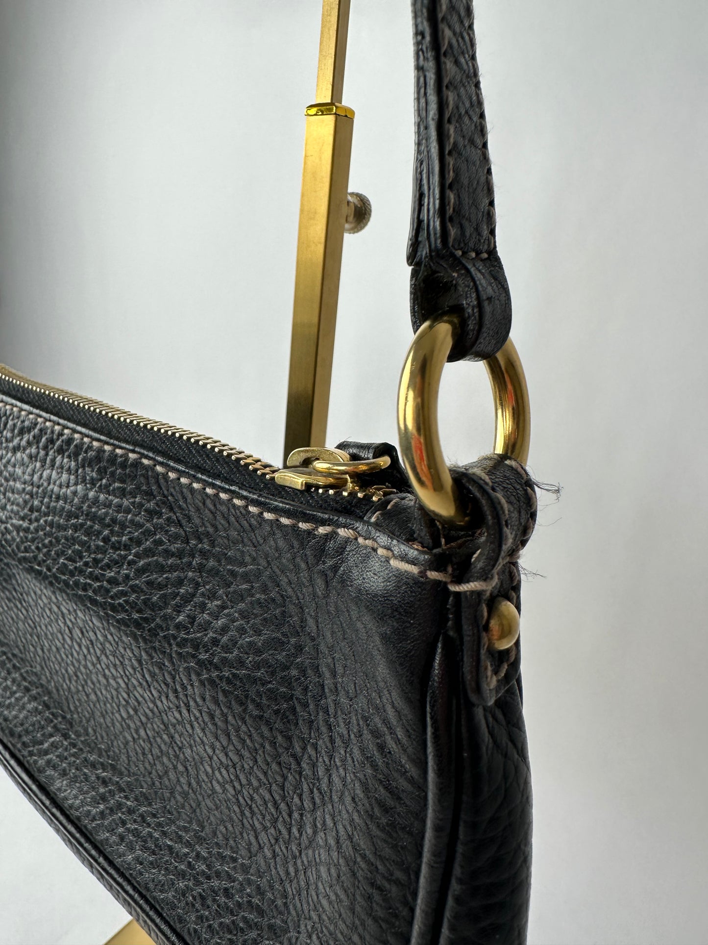 DOLCE & GABBANA small black shoulder bag with white stitching