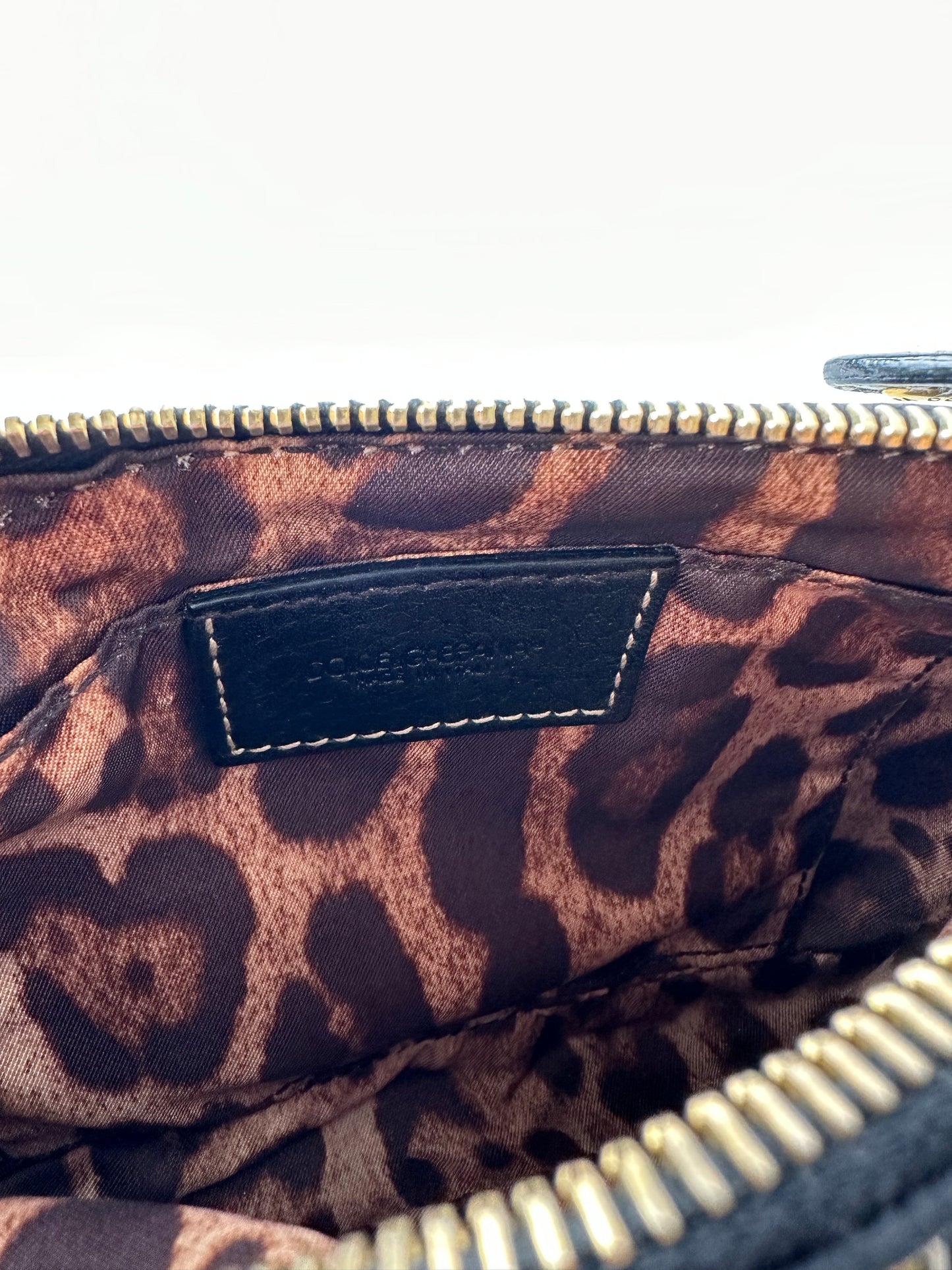 DOLCE & GABBANA small black shoulder bag with white stitching