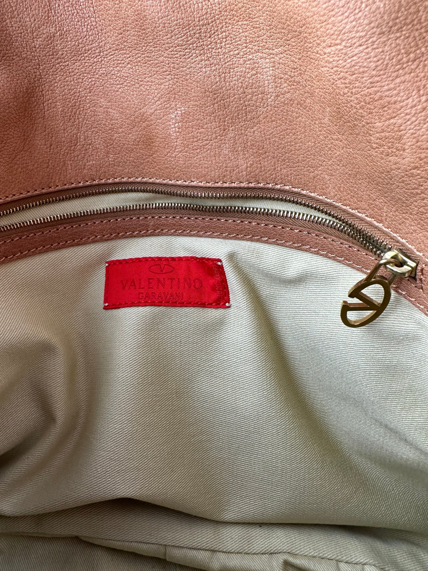 VALENTINO caramel leather shoulder bag with lace detail