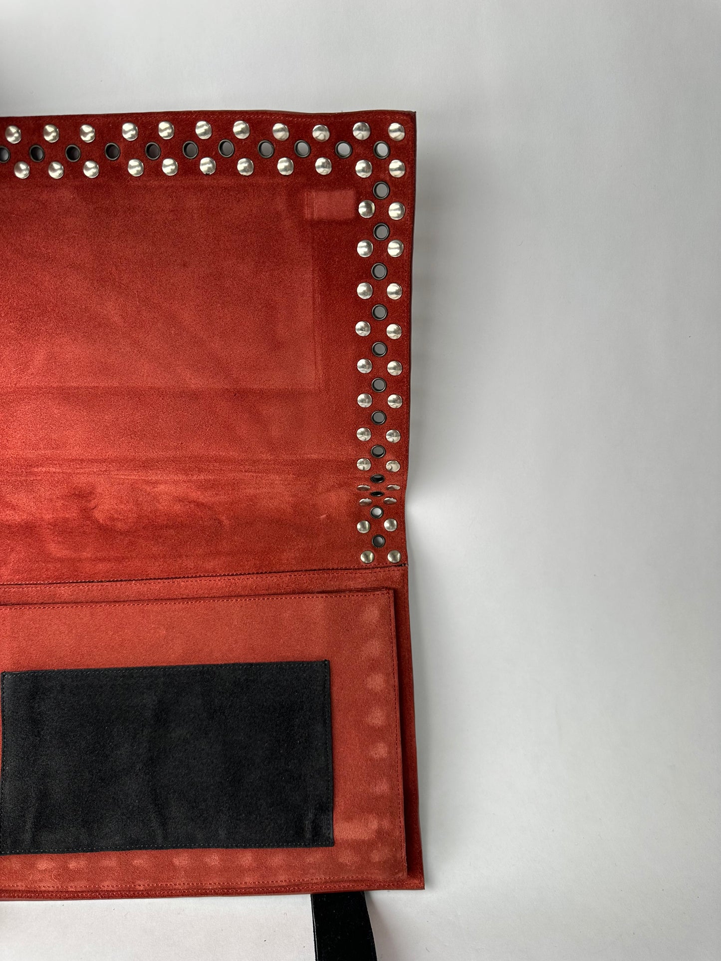 RENAULD PELLEGRINO small coulourful flap bag with flower motifs, in suede with studs