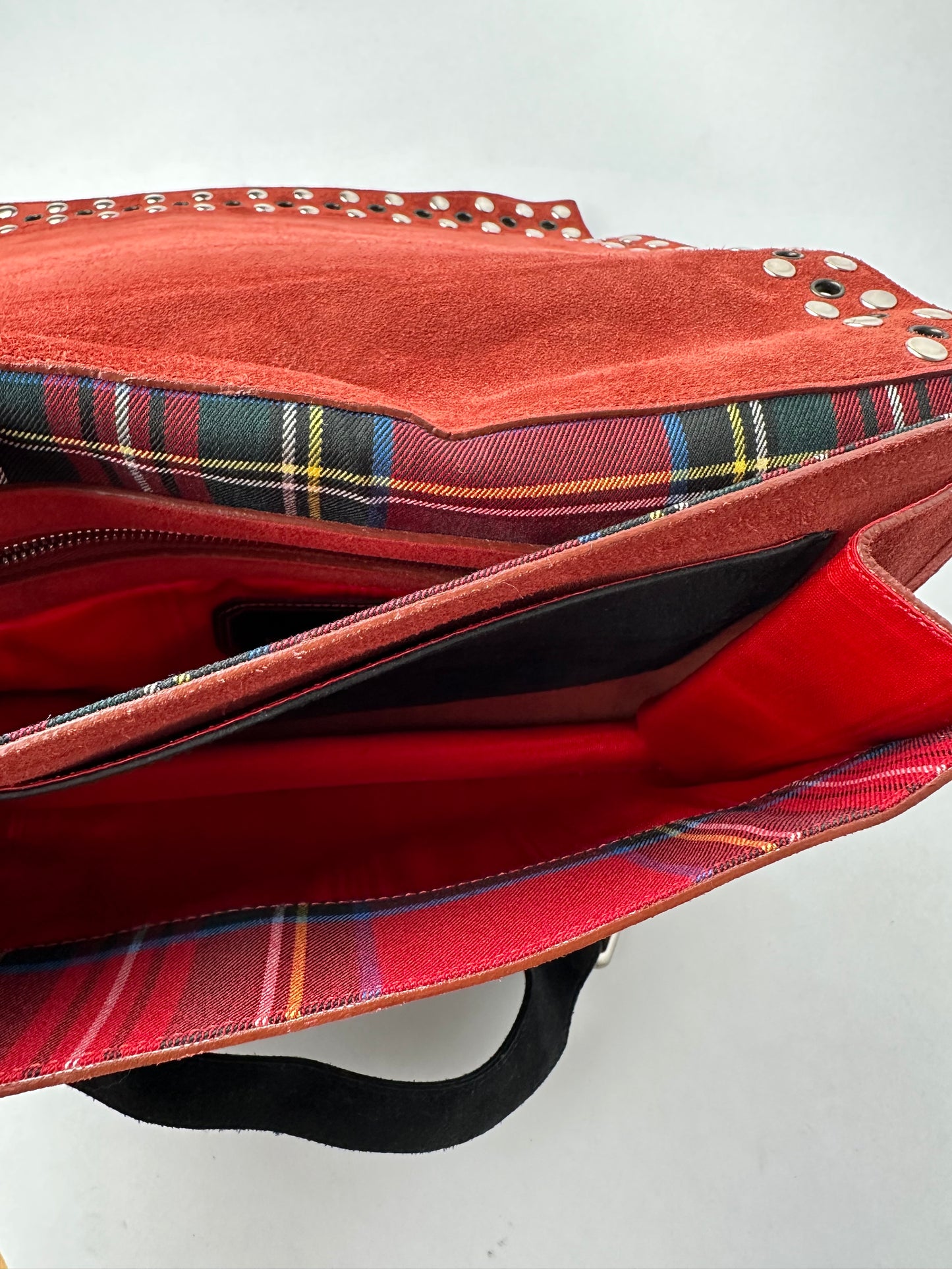 RENAULD PELLEGRINO small coulourful flap bag with flower motifs, in suede with studs