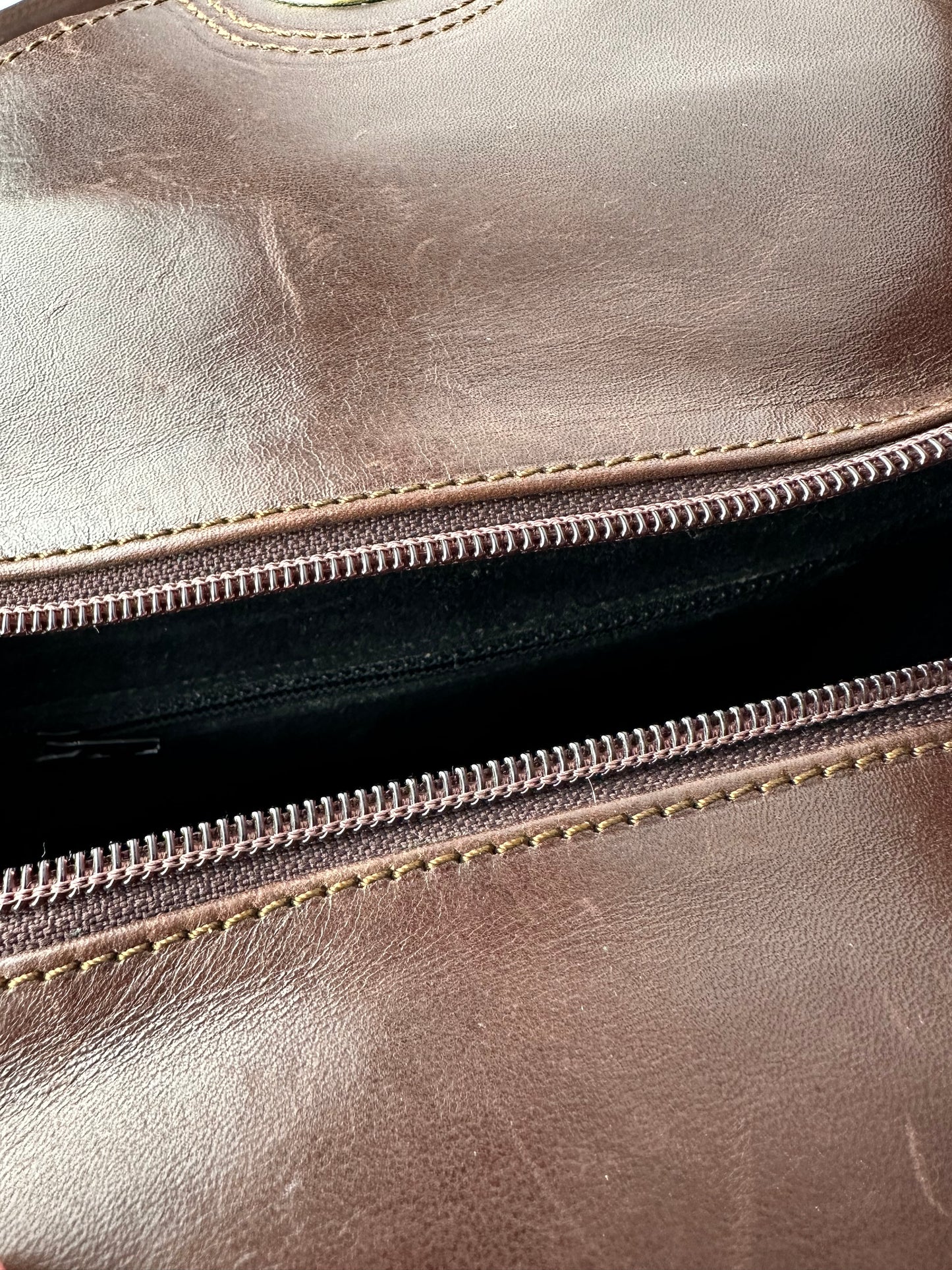 ANONYMOUS brown leather and gold stud bag
