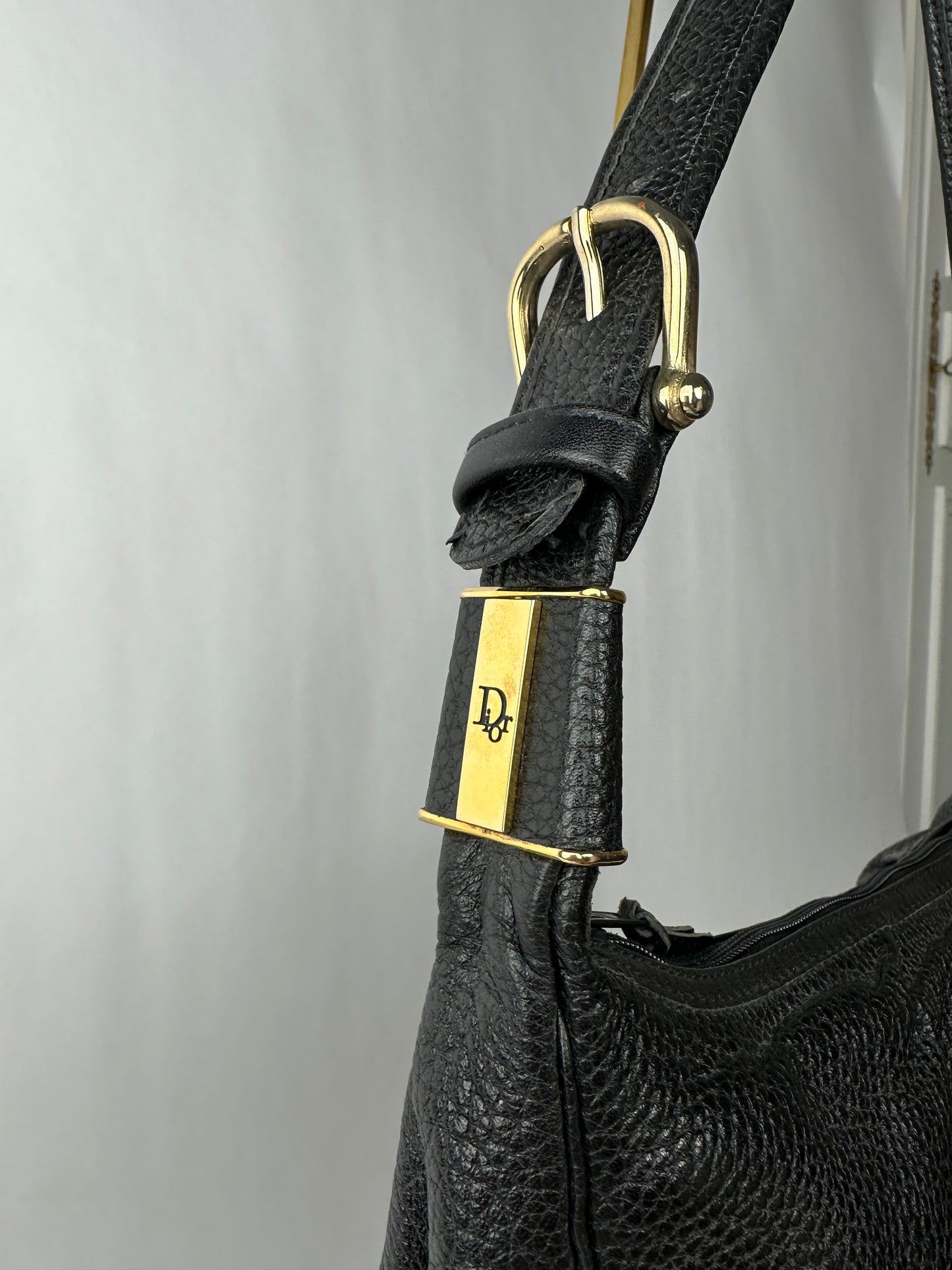CHRISTIAN DIOR black leather shoulder bag