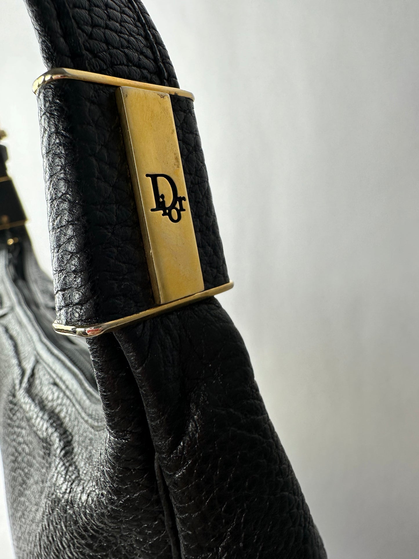 CHRISTIAN DIOR black leather shoulder bag