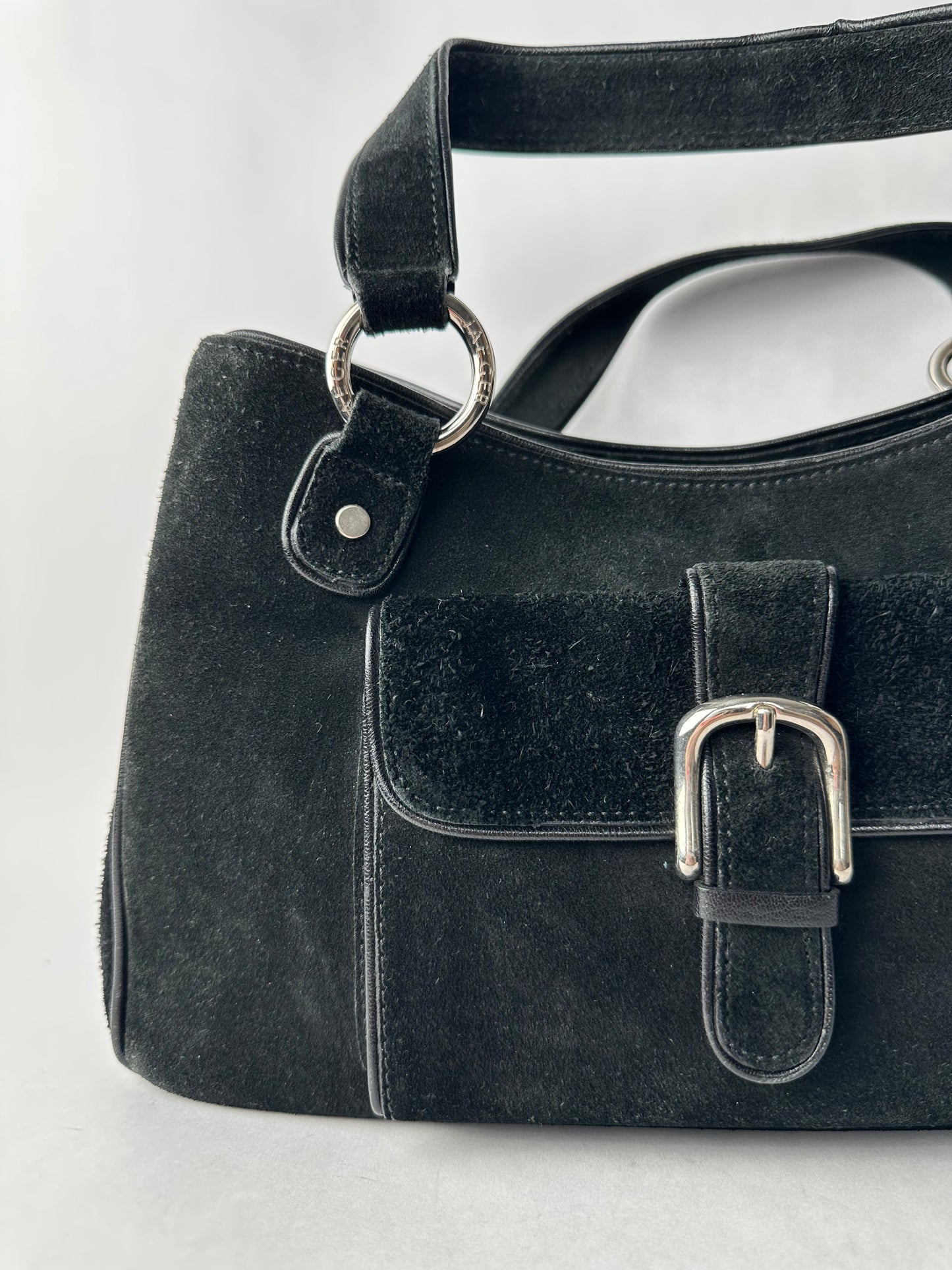 JAEGER black suede shoulder bag with buckle