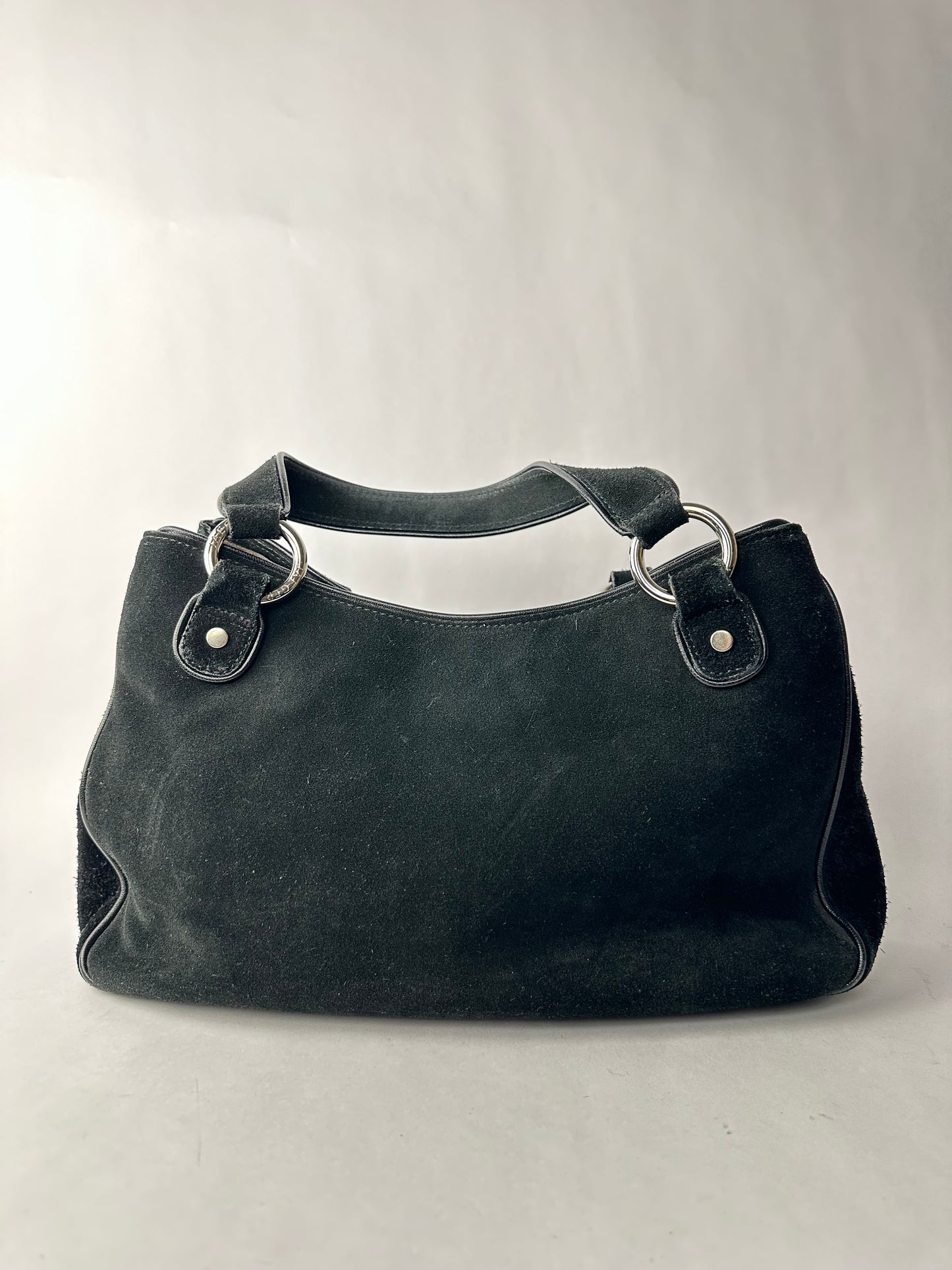 JAEGER black suede shoulder bag with buckle