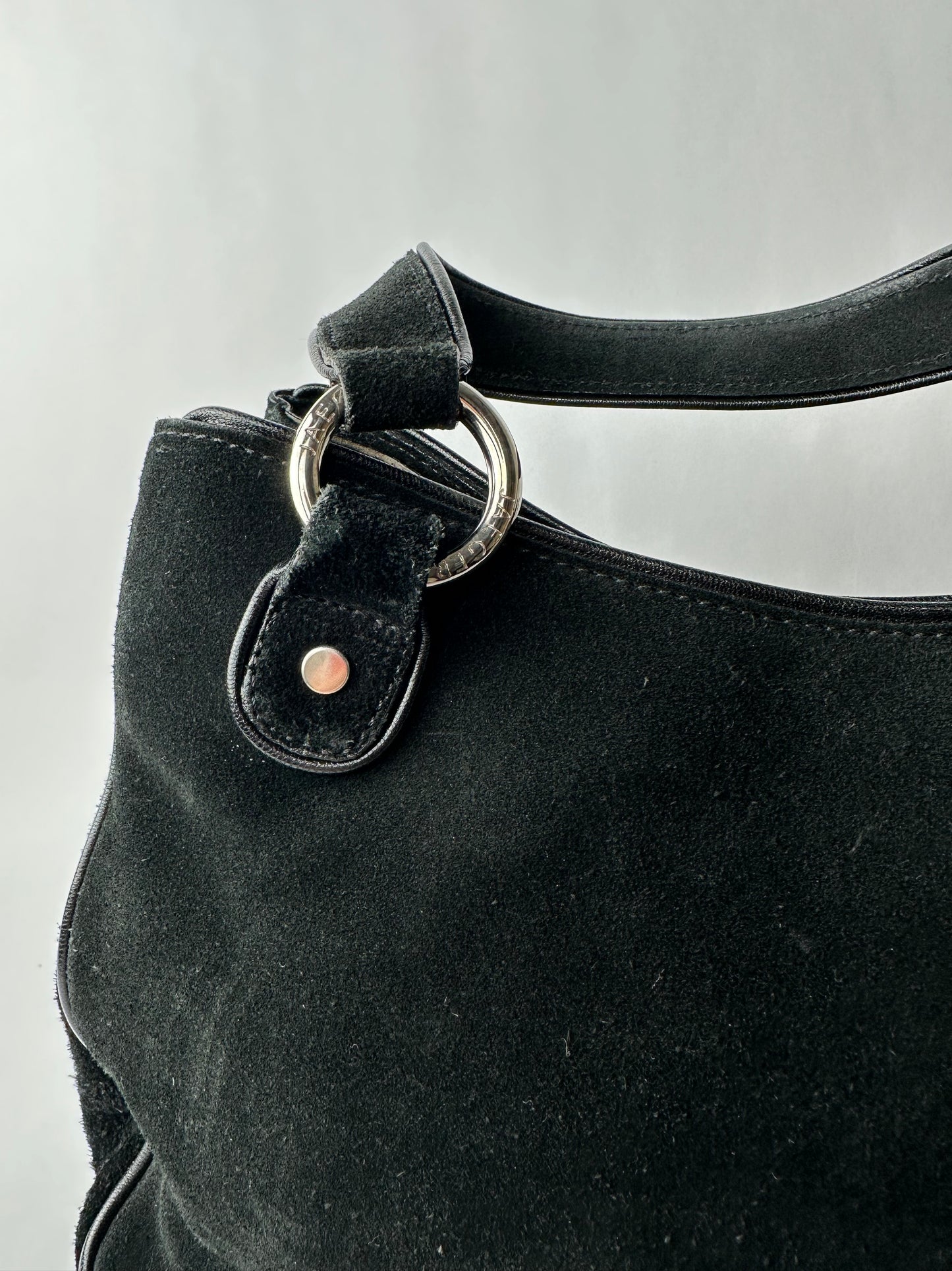 JAEGER black suede shoulder bag with buckle