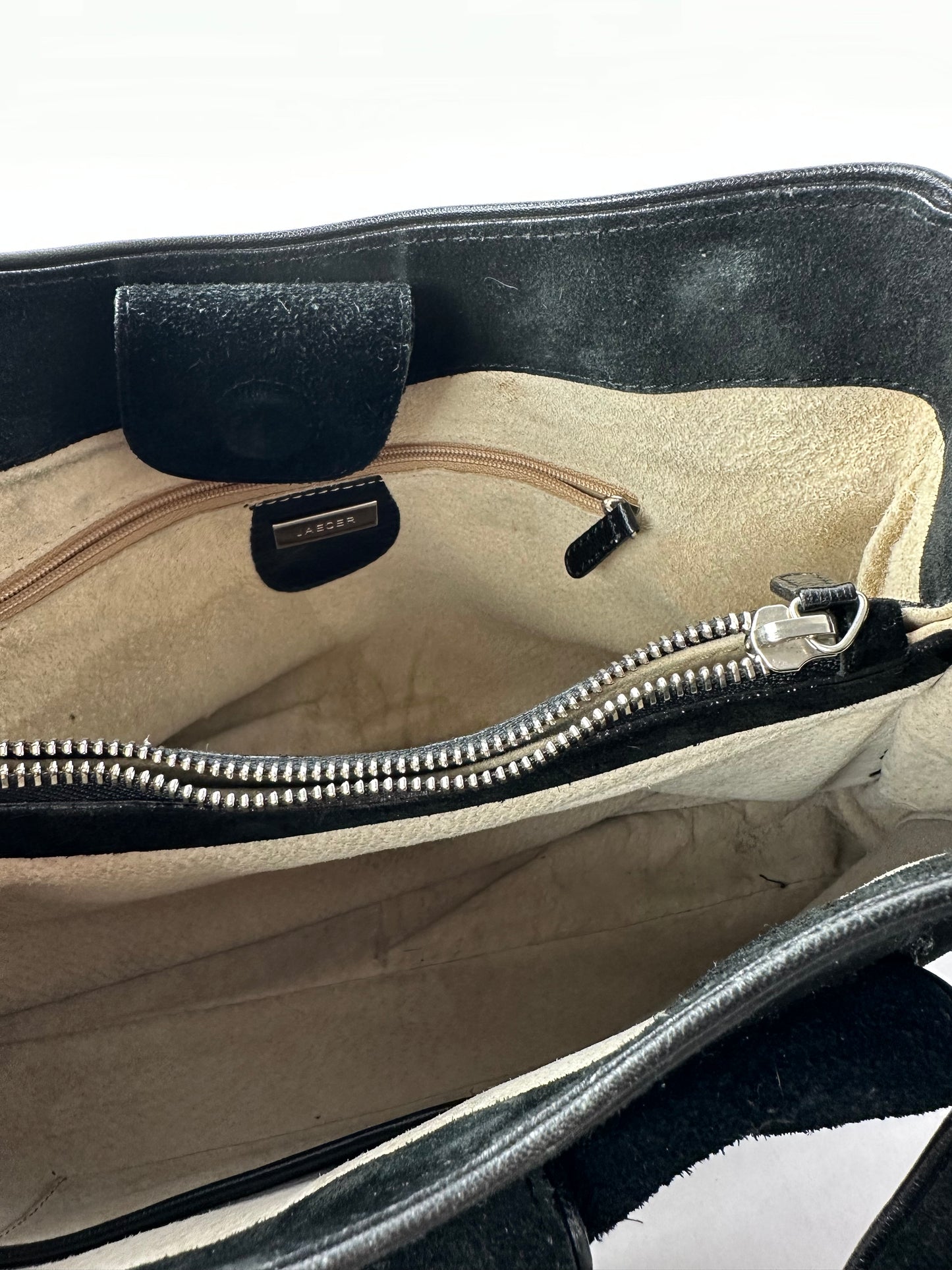JAEGER black suede shoulder bag with buckle