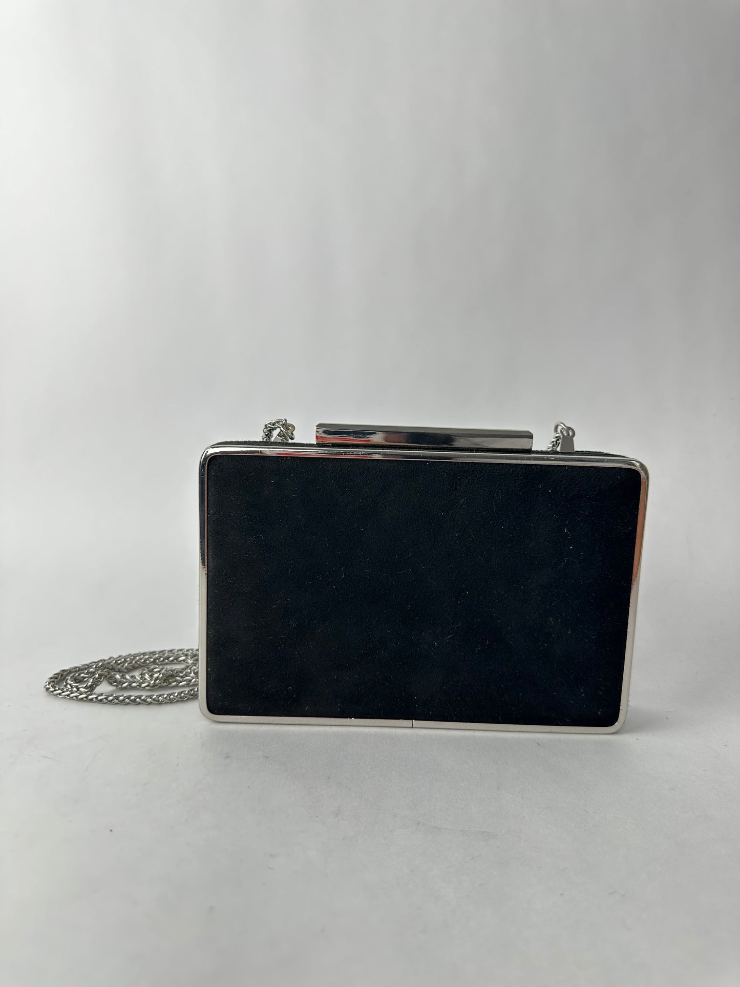 LK BENNET black suede small bag decorated with stars and silver chain
