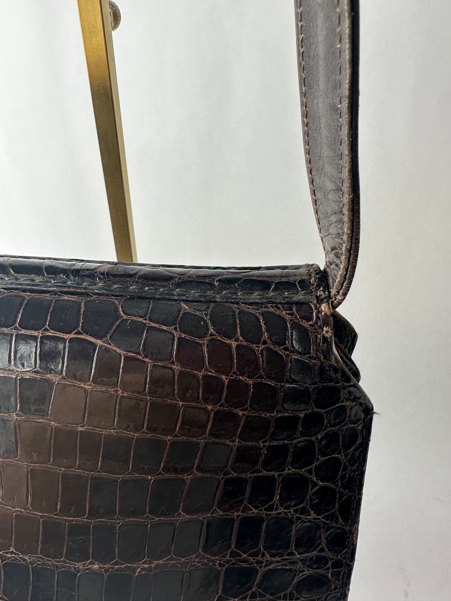 ANONYMOUS brown exotic leather bag with shoulder strap