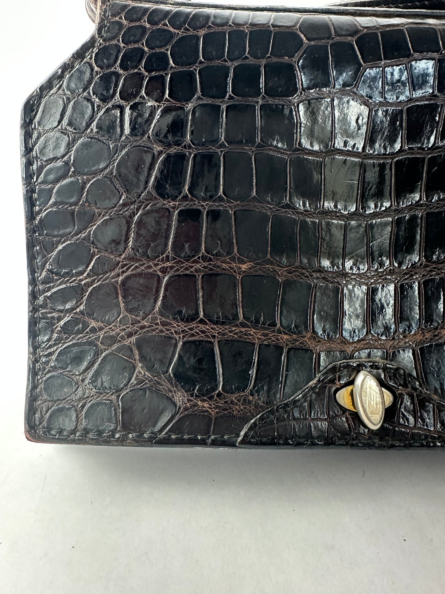 ANONYMOUS brown exotic leather bag with shoulder strap