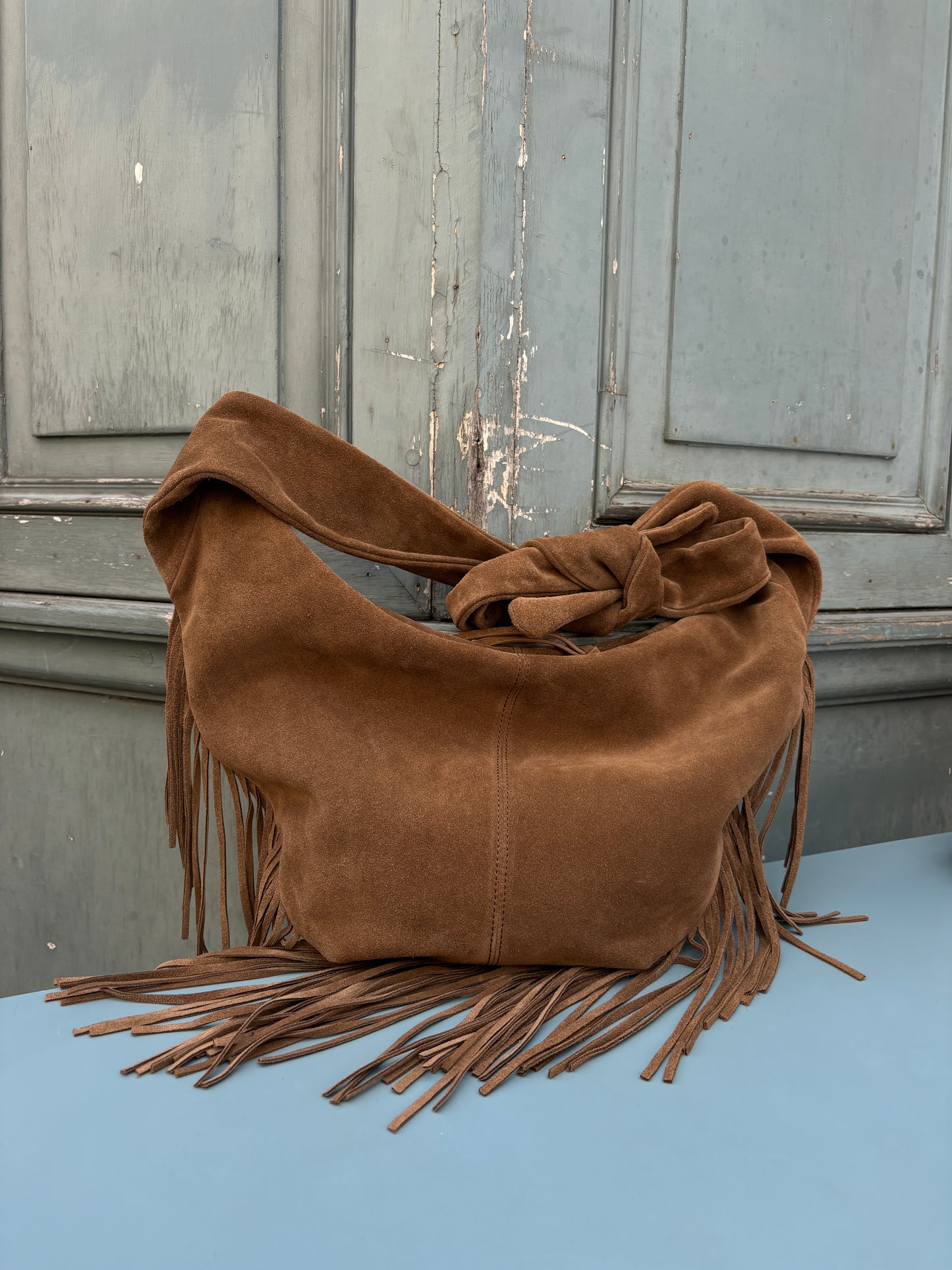 Vintage suede and fringe bag