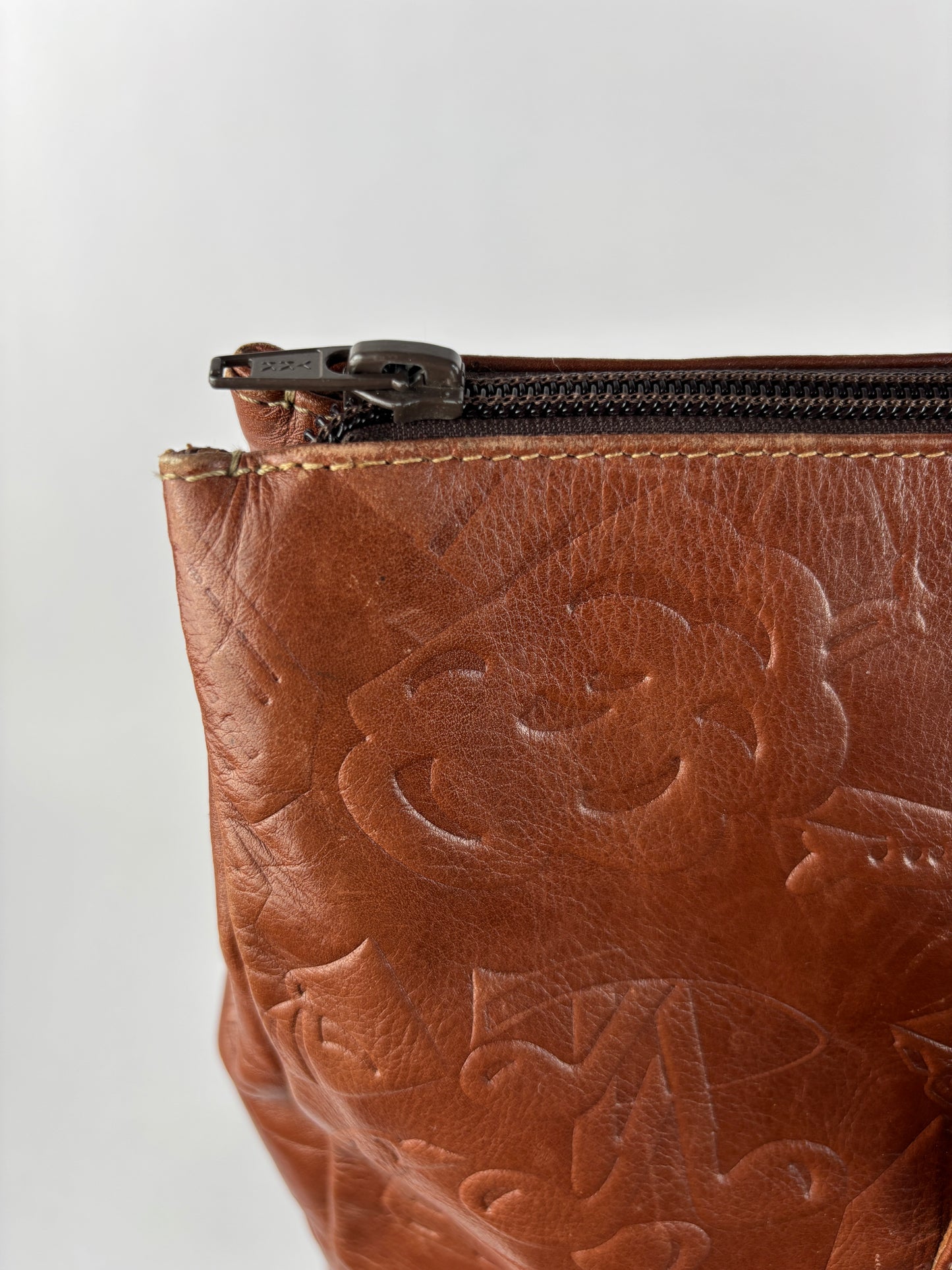 PRADA 1970 bag in cognac leather stamped with gold clubs