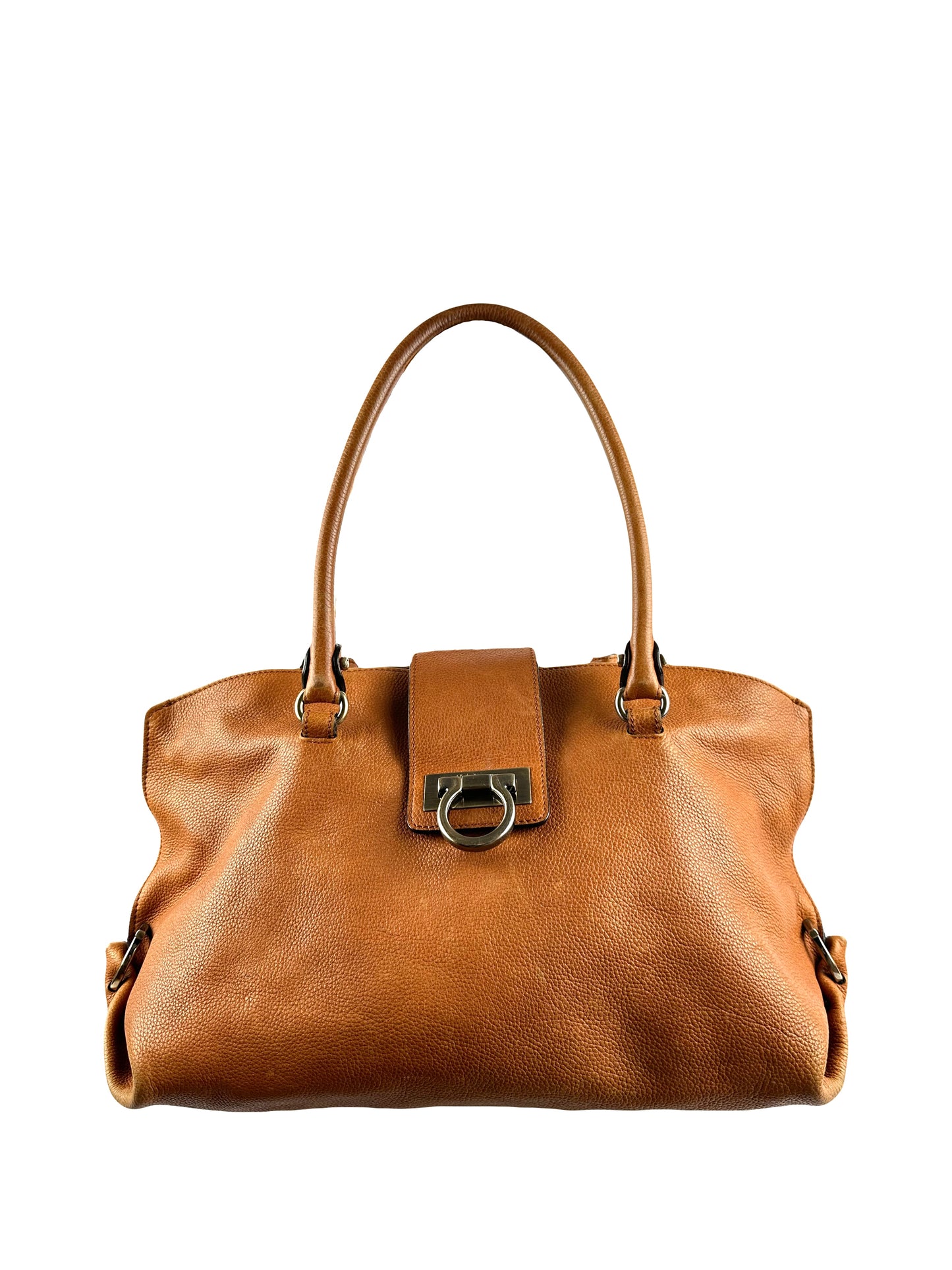 Vintage Salvatore Ferragamo Pumpkin Grained Leather Cabas