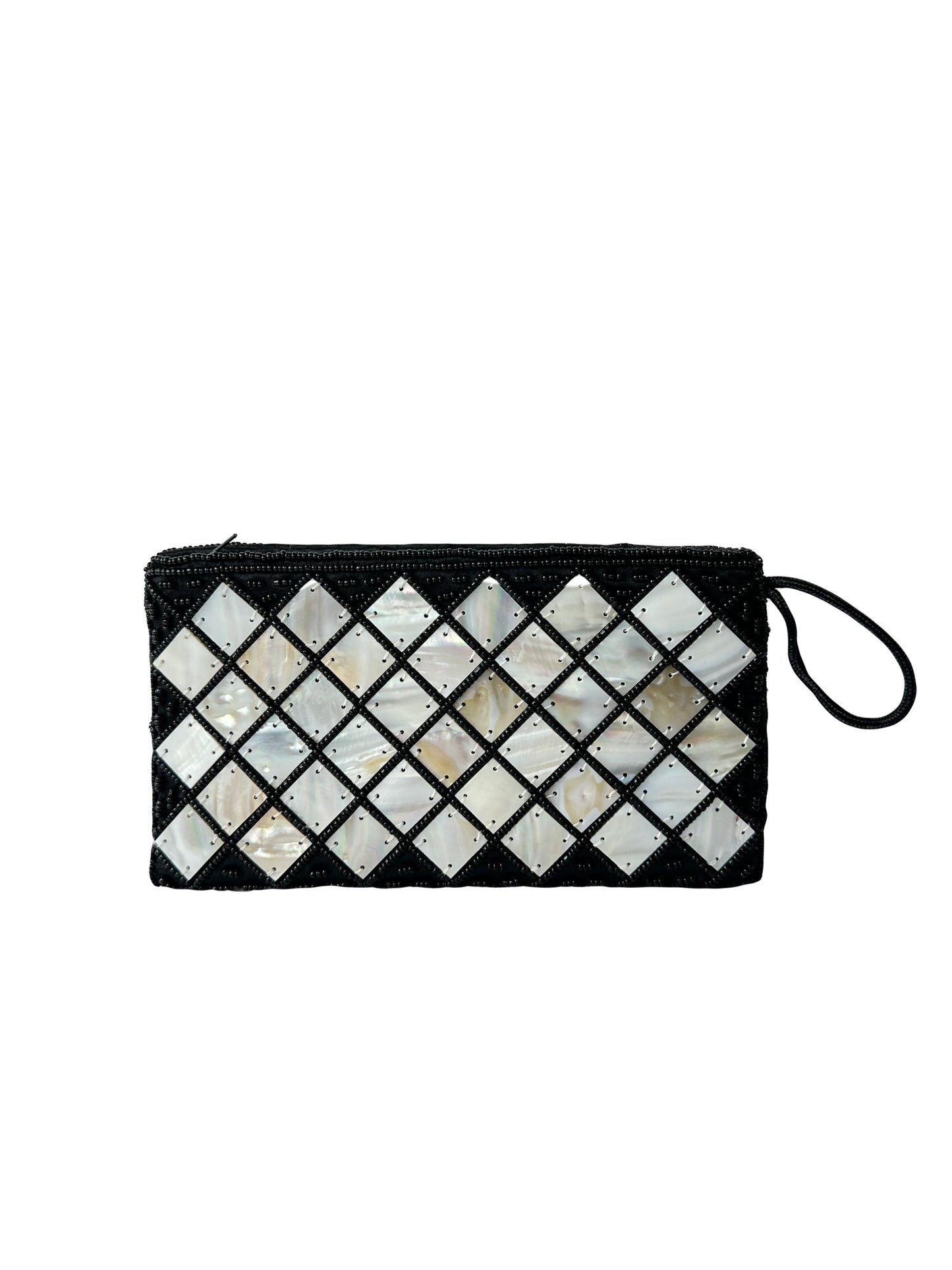 ANONYMOUS money pouch beaded with mother of pearl