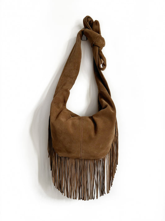 Vintage suede and fringe bag