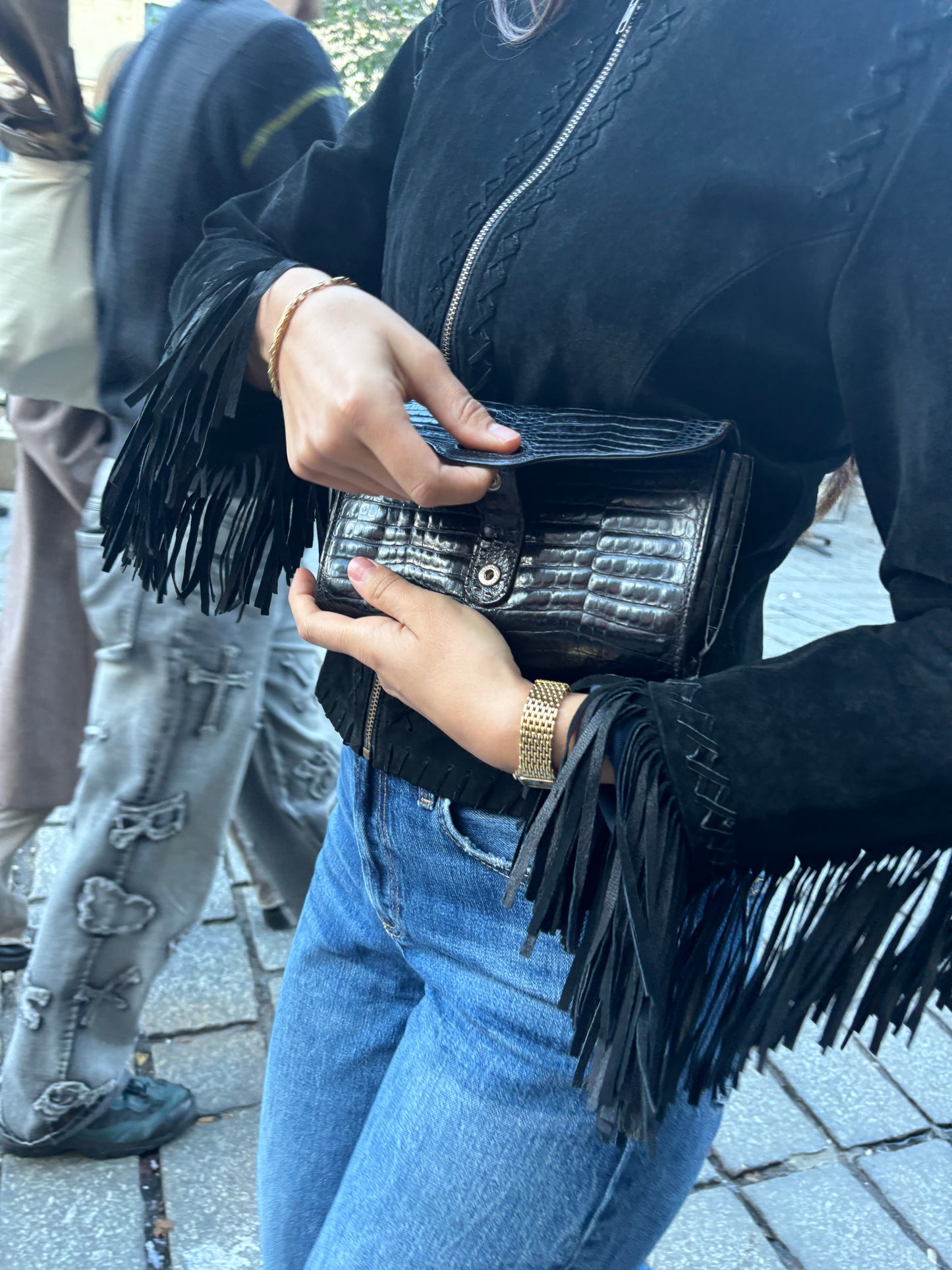 Charles Jourdan black leather clutch