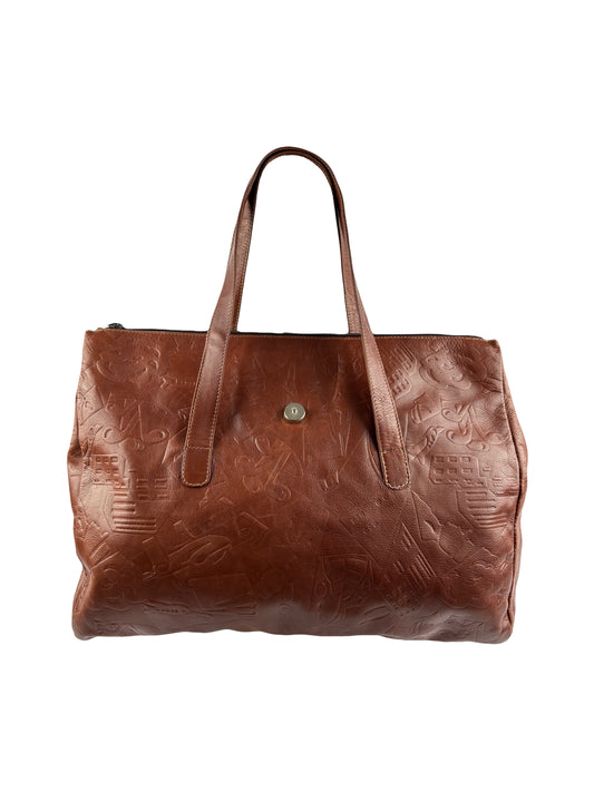PRADA 1970 bag in cognac leather stamped with gold clubs