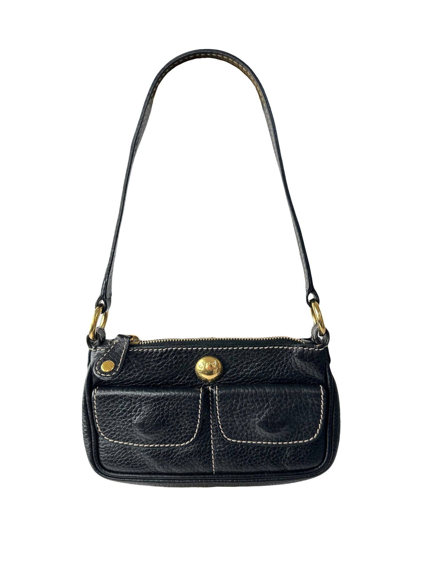 DOLCE & GABBANA small black shoulder bag with white stitching
