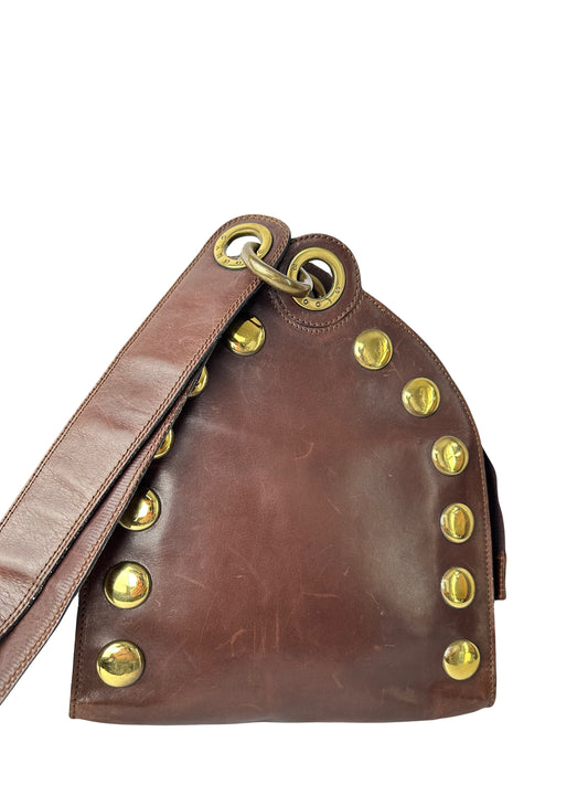 ANONYMOUS brown leather and gold stud bag
