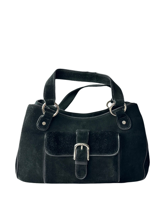 JAEGER black suede shoulder bag with buckle